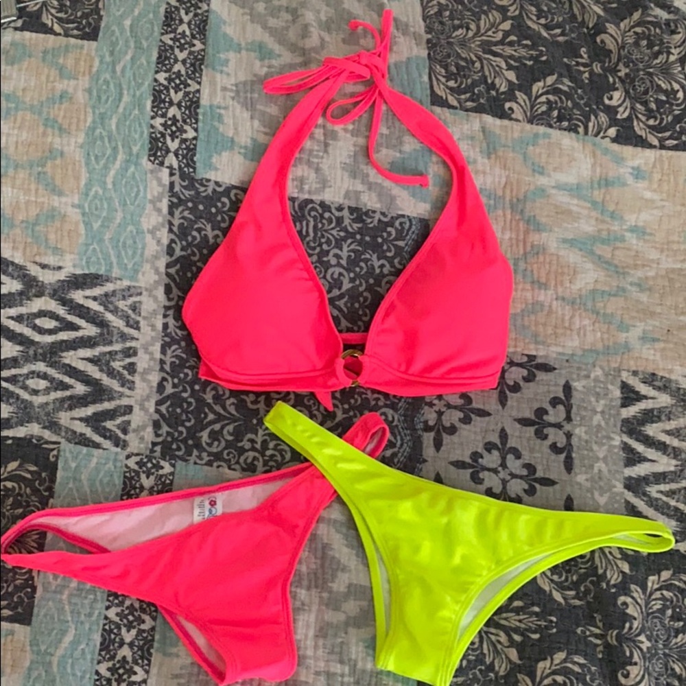 3 pieces Coqueta neon pink bikini Lg